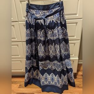 Talbots Navy and White Maxi Skirt